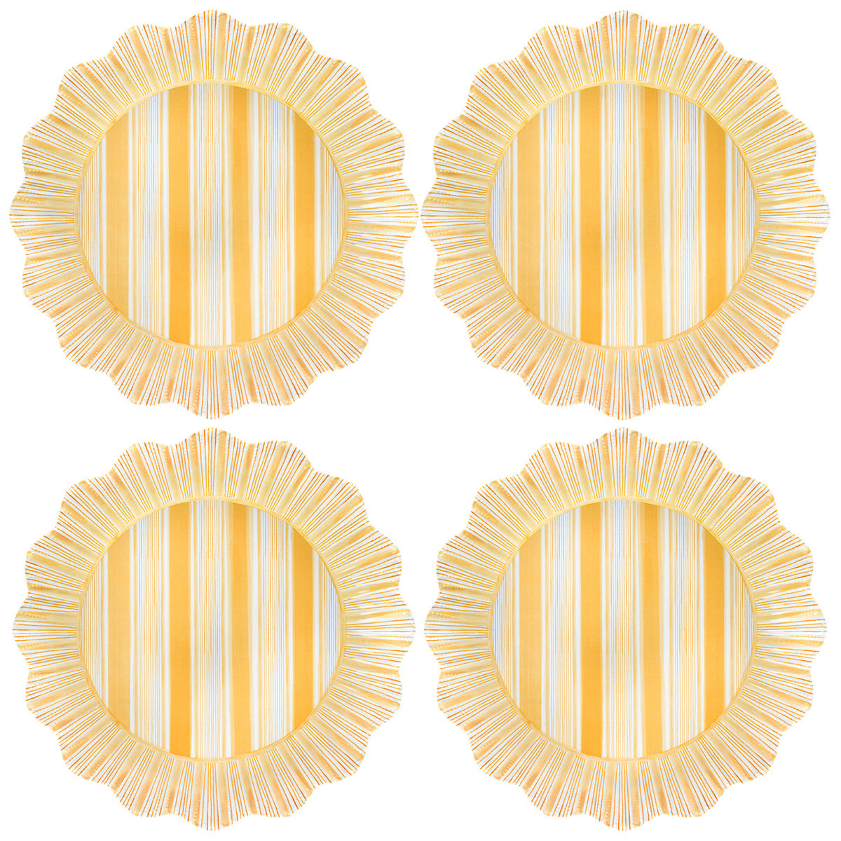 Cabana Stripe Melamine Dinner Plate Set/4 - Sunshine - Image 2