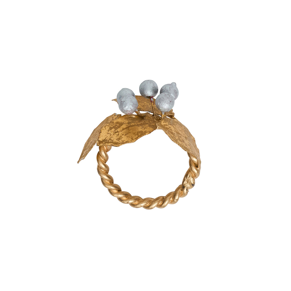 Forest Walk Holly with Berries Napkin Ring Set/4 - Gold/Silver - Image 3