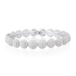 Berry Eternity Hinged Bangle. S/M - Silver