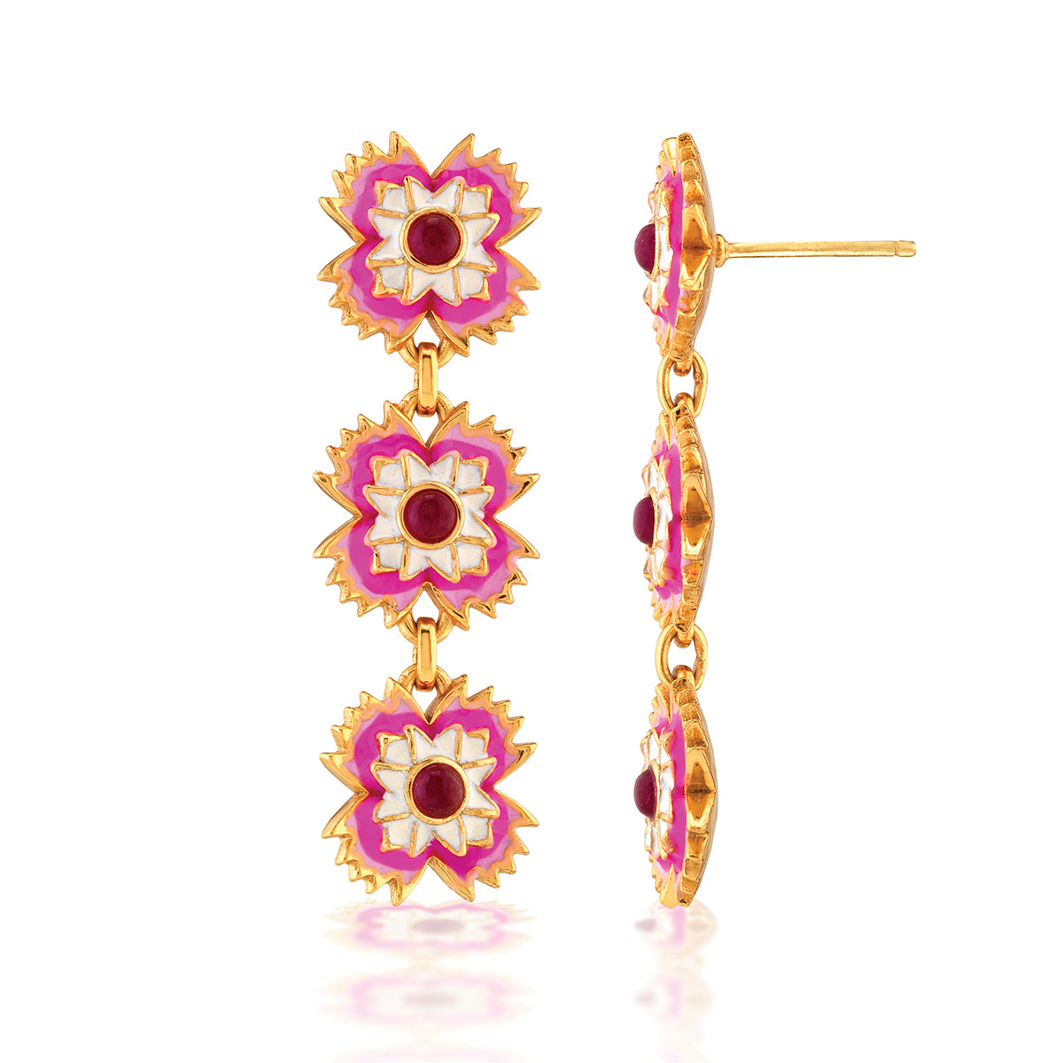 Dianthus Linear Earrings - Pink - Image 3