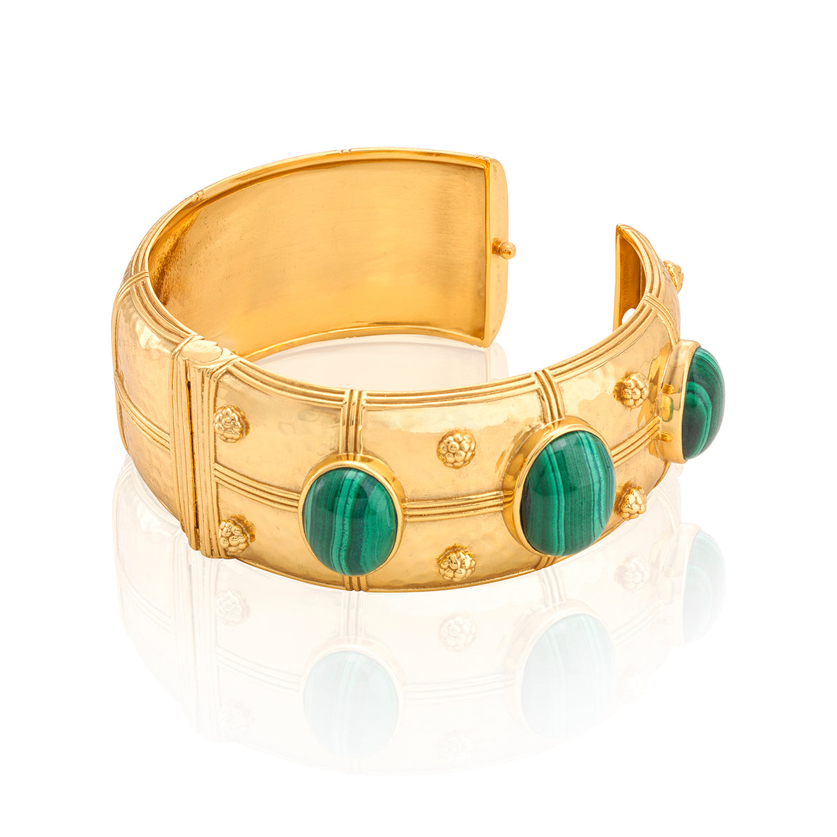 Cleopatra Grande Hinged Bangle - Malachite - Image 4