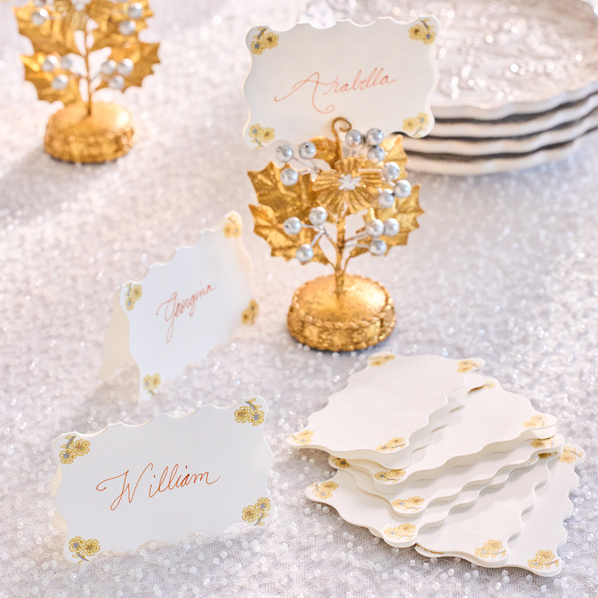 Berry & Thread Thistle Place Card Set/12 - Gold/Silver - Image 4