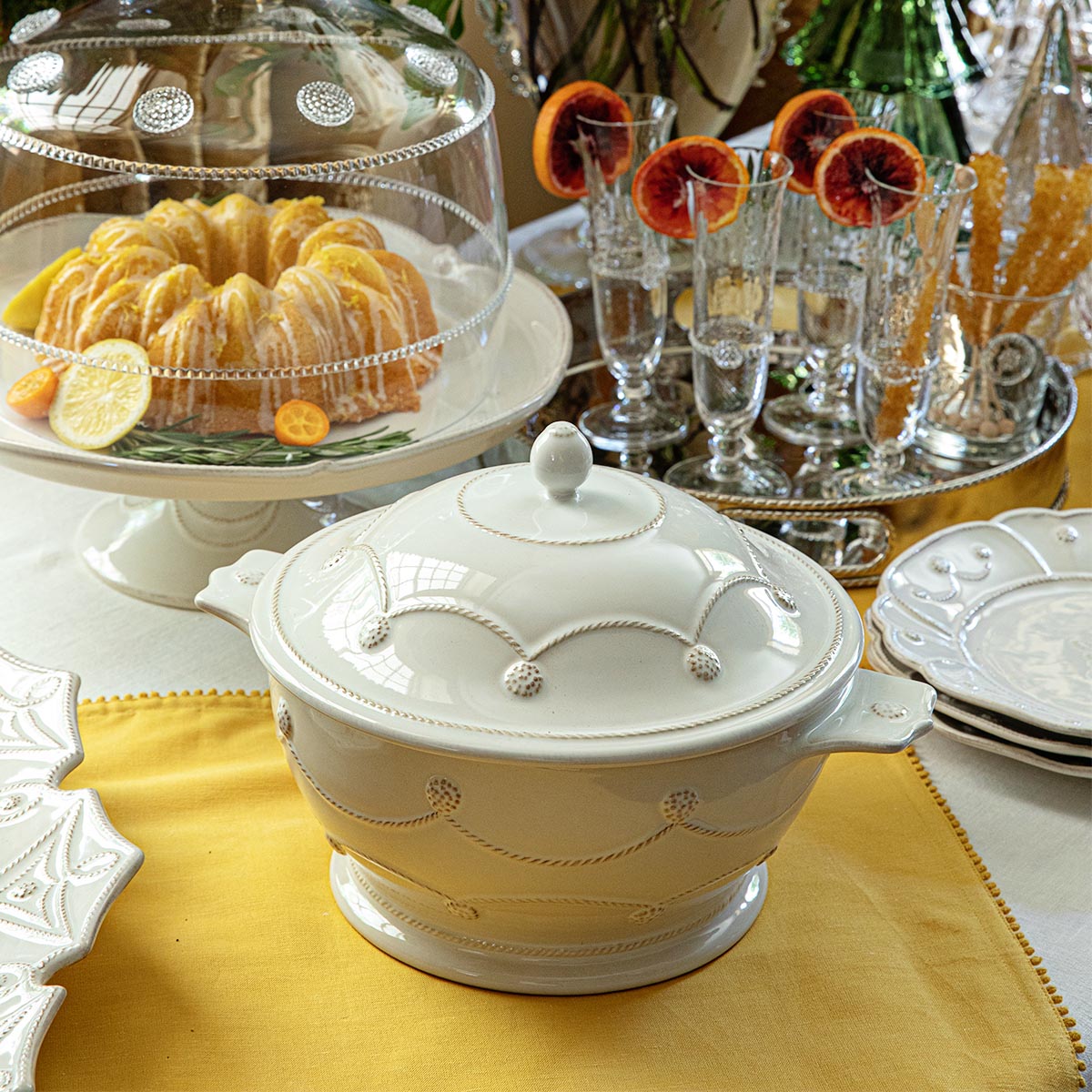 Berry & Thread Casserole with Lid - Whitewash - Image 8