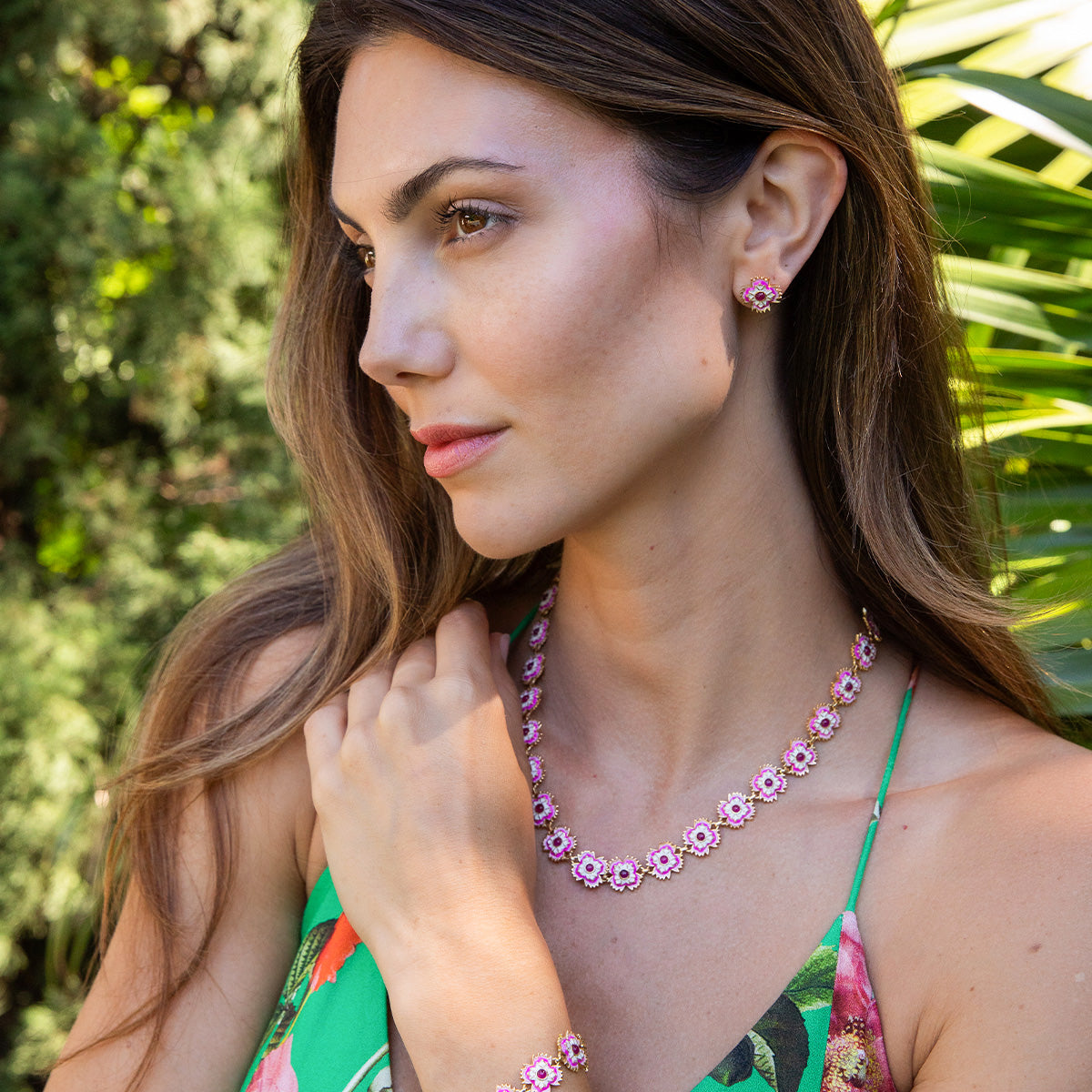 Dianthus Stud Earrings - Pink - Image 2