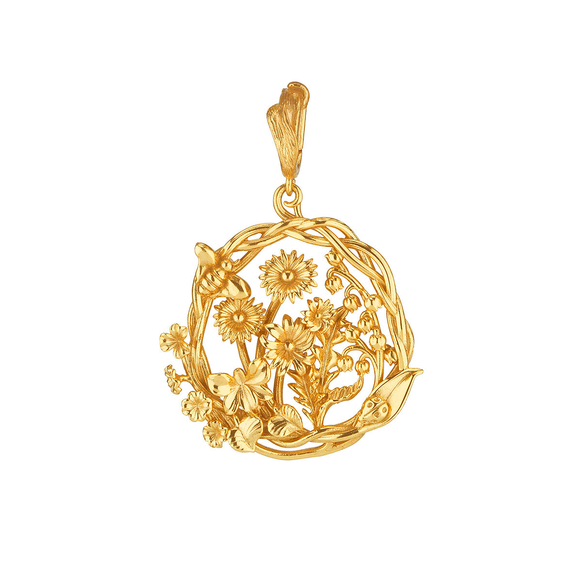 Meadow Wildflower Charm/Pendant - Gold