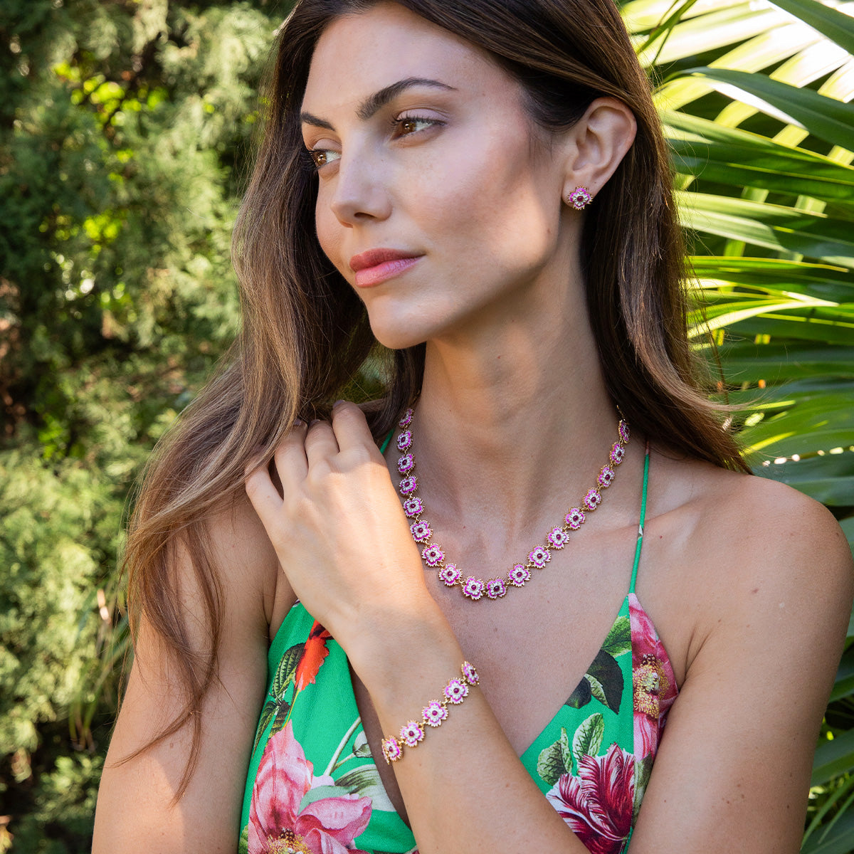 Dianthus Link Bracelet. 7+1.5 - Pink - Image 5