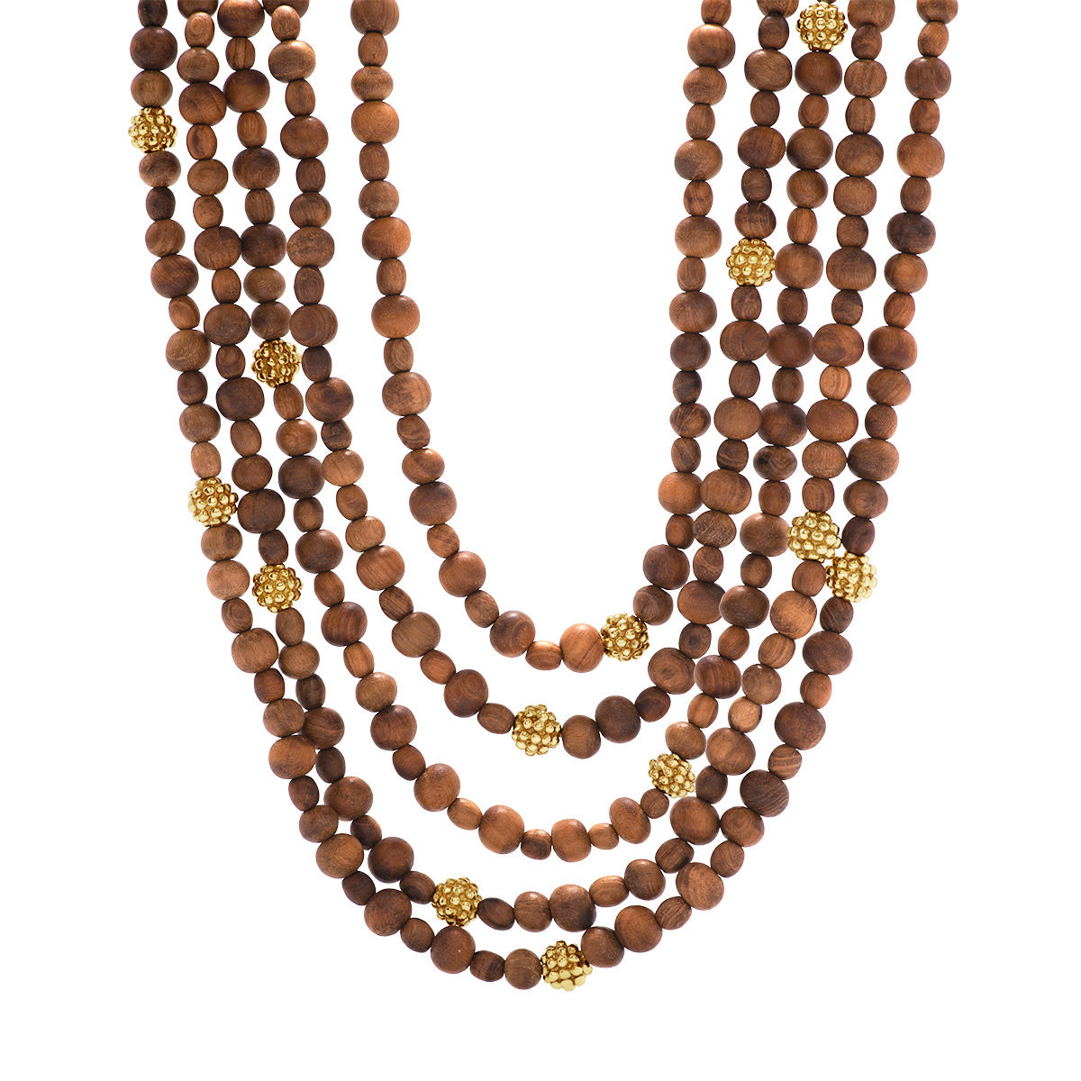 Berry Beads 5-Strand Necklace. 18+2'' - Teak