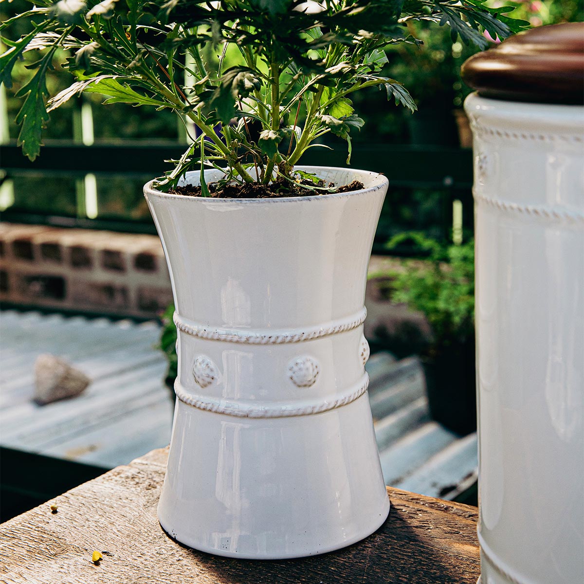 Berry & Thread Utensil Crock/Wine Cooler - Whitewash - Image 4