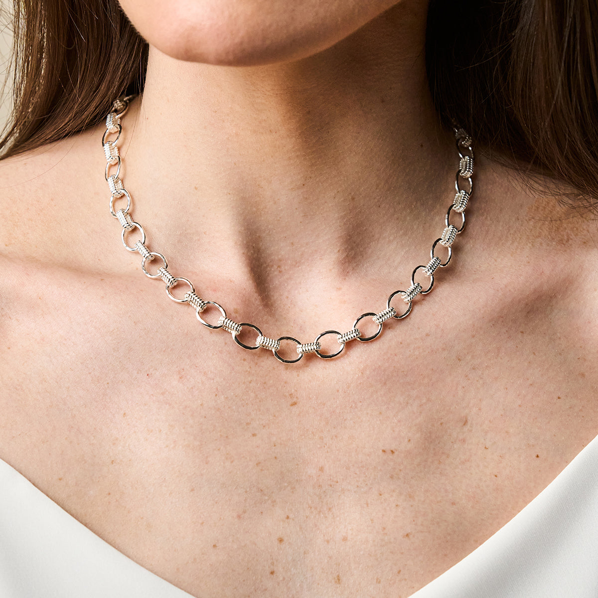 Cleopatra Small Link Necklace. 16+2 - Silver - Image 2
