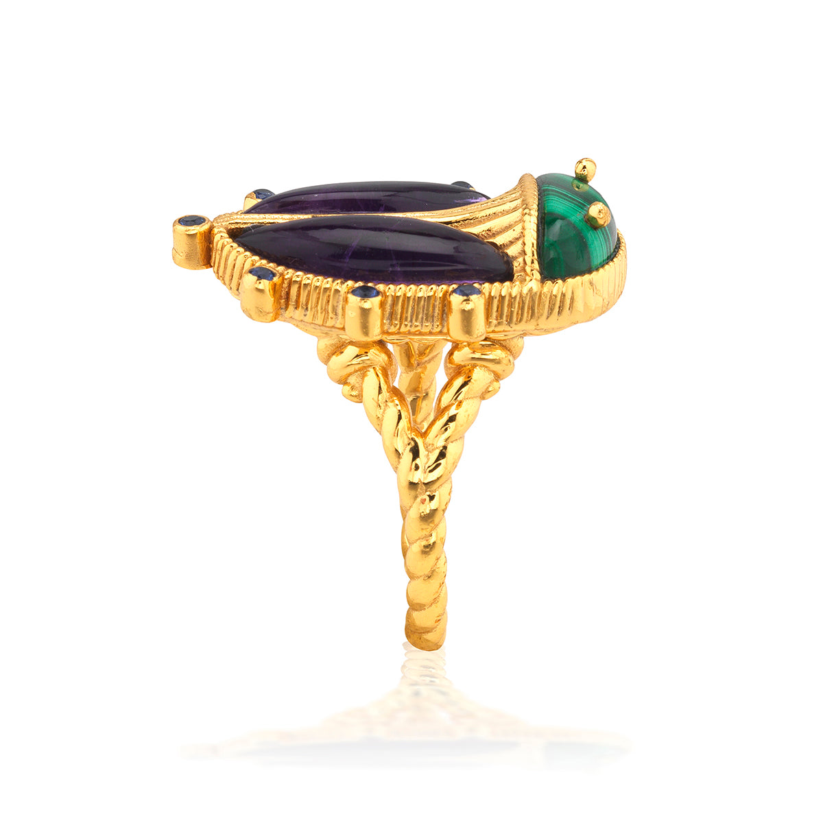 Scarab Grande Ring - Malachite/Amethyst - Image 4
