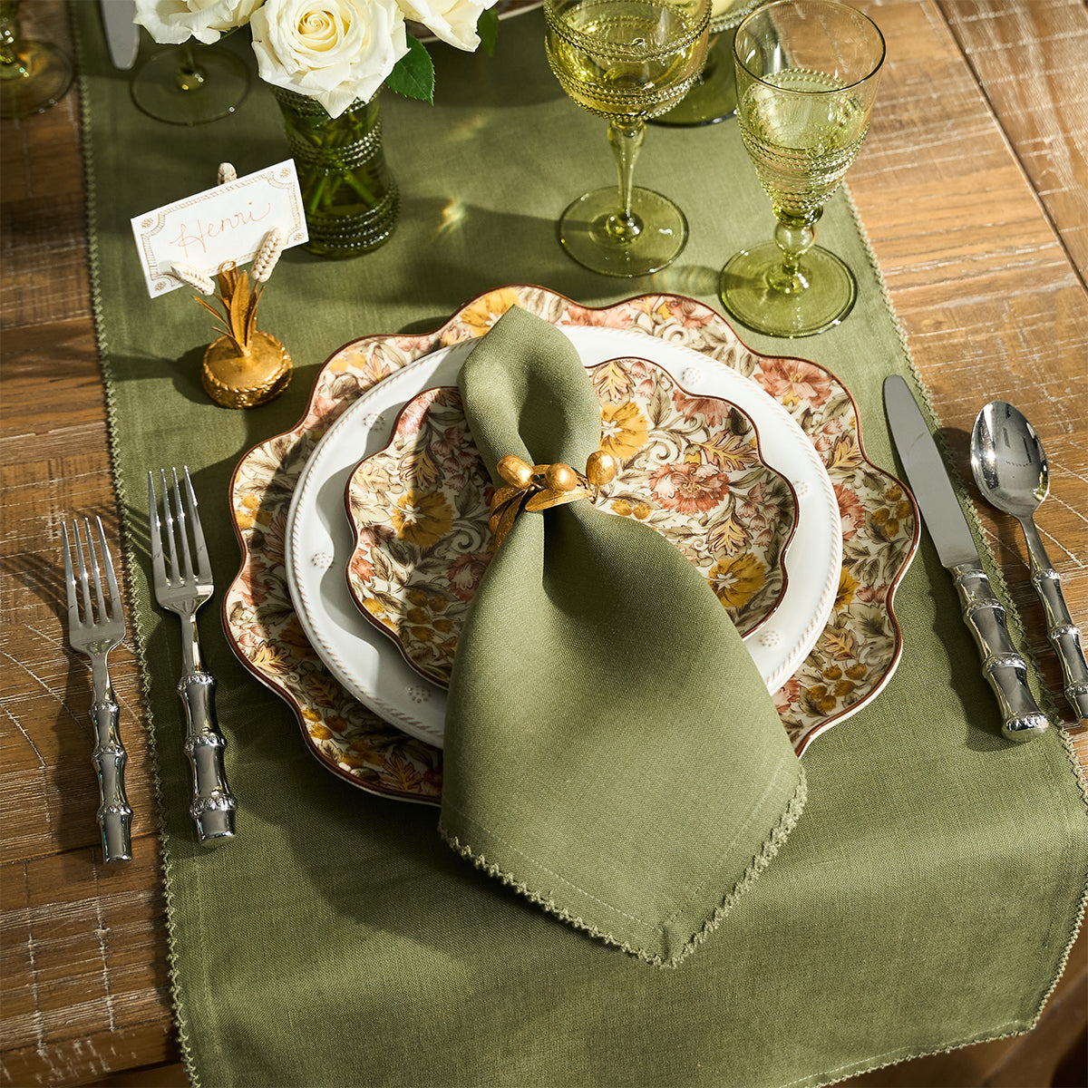 Berry Scallop 18 x 90 Table Runner - Sage - Image 4