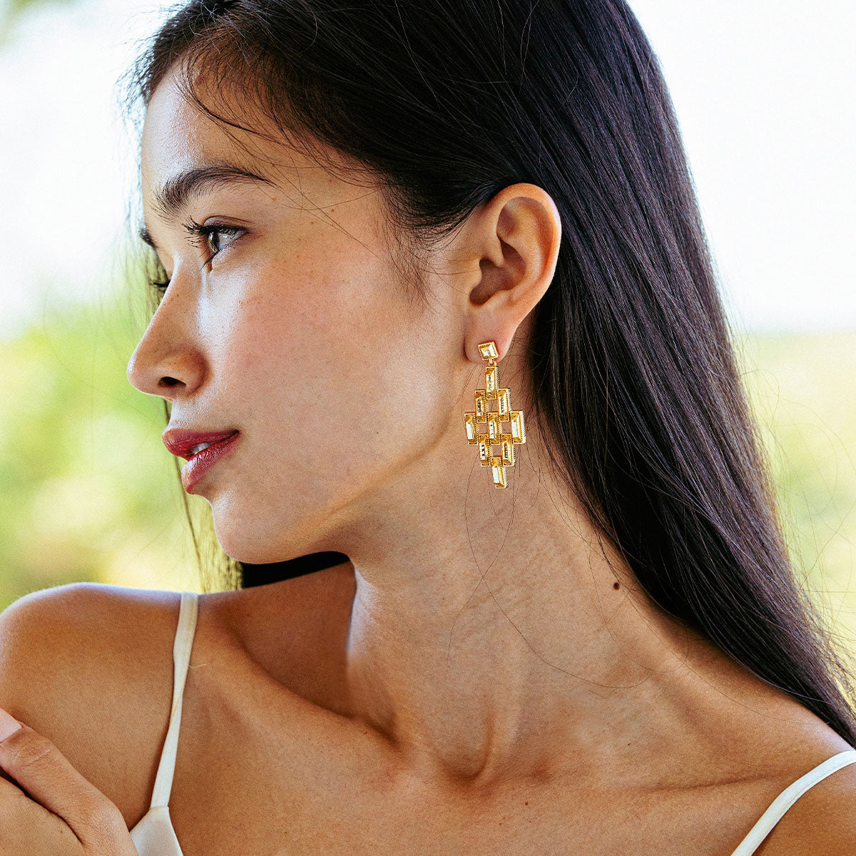 Pathway Post Drop Earrings - Gold - Image 3
