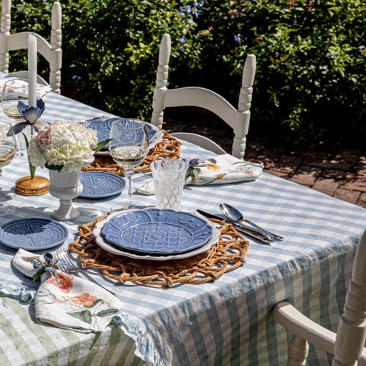 Gingham Ruffle 60 x 120 Tablecloth - Ocean - Image 4