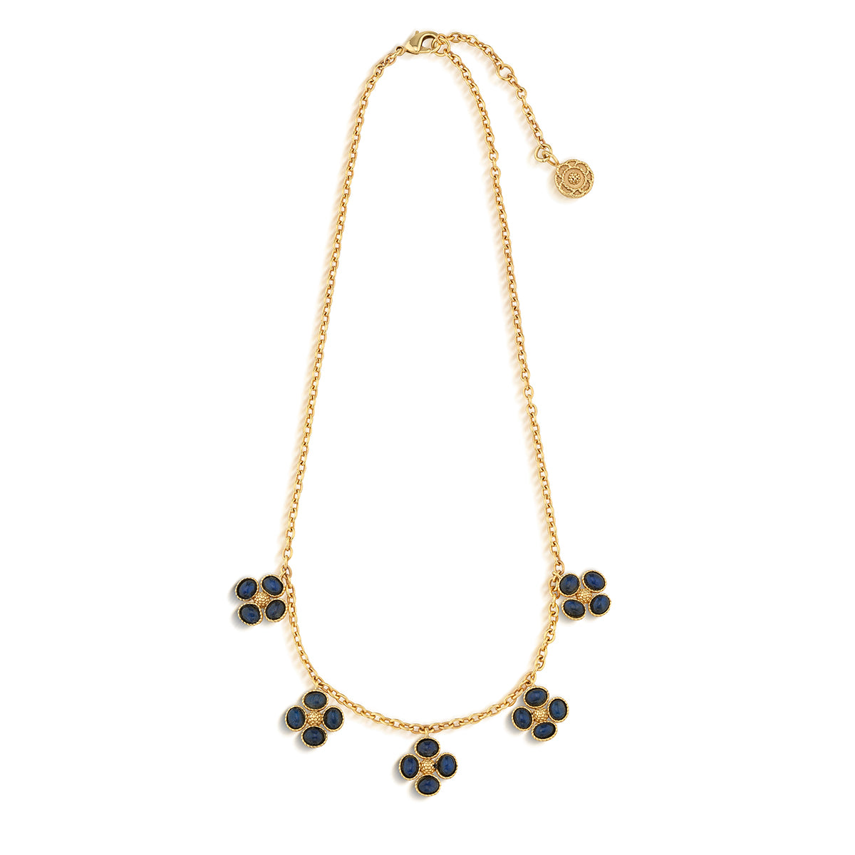 Berry Clover Multi Station Necklace. 16+2 - Blue Labradorite