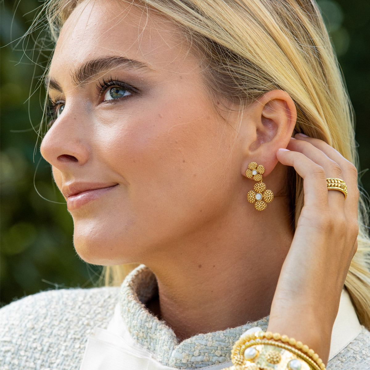Berry Clover Convertible Duo Earrings - MOP - Image 4