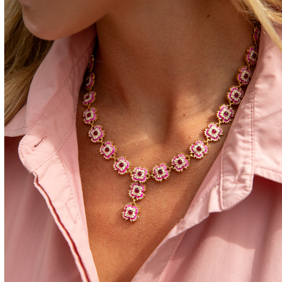 Dianthus Convertible Necklace. 16+2 - Pink - Image 5