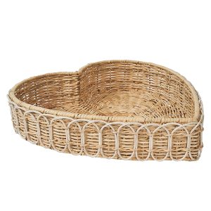 Provence Rattan 16 Heart Tray - Whitewash