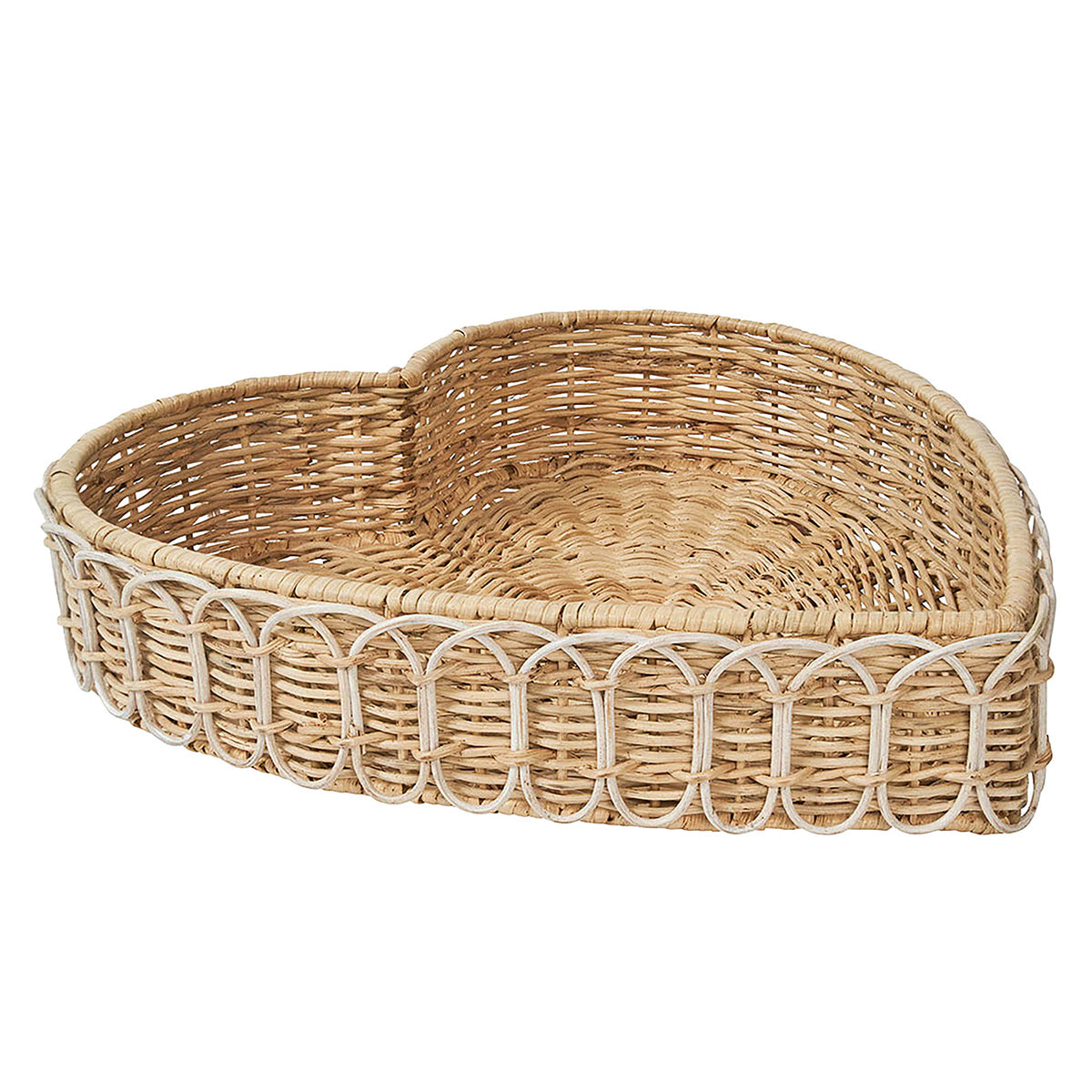 Provence Rattan 16 Heart Tray - Whitewash