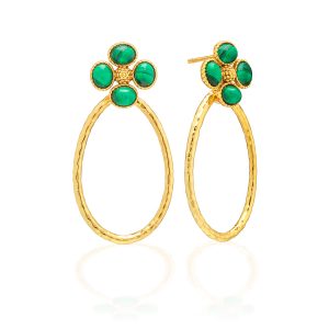 Berry Clover Teardrop Earrings - Malachite