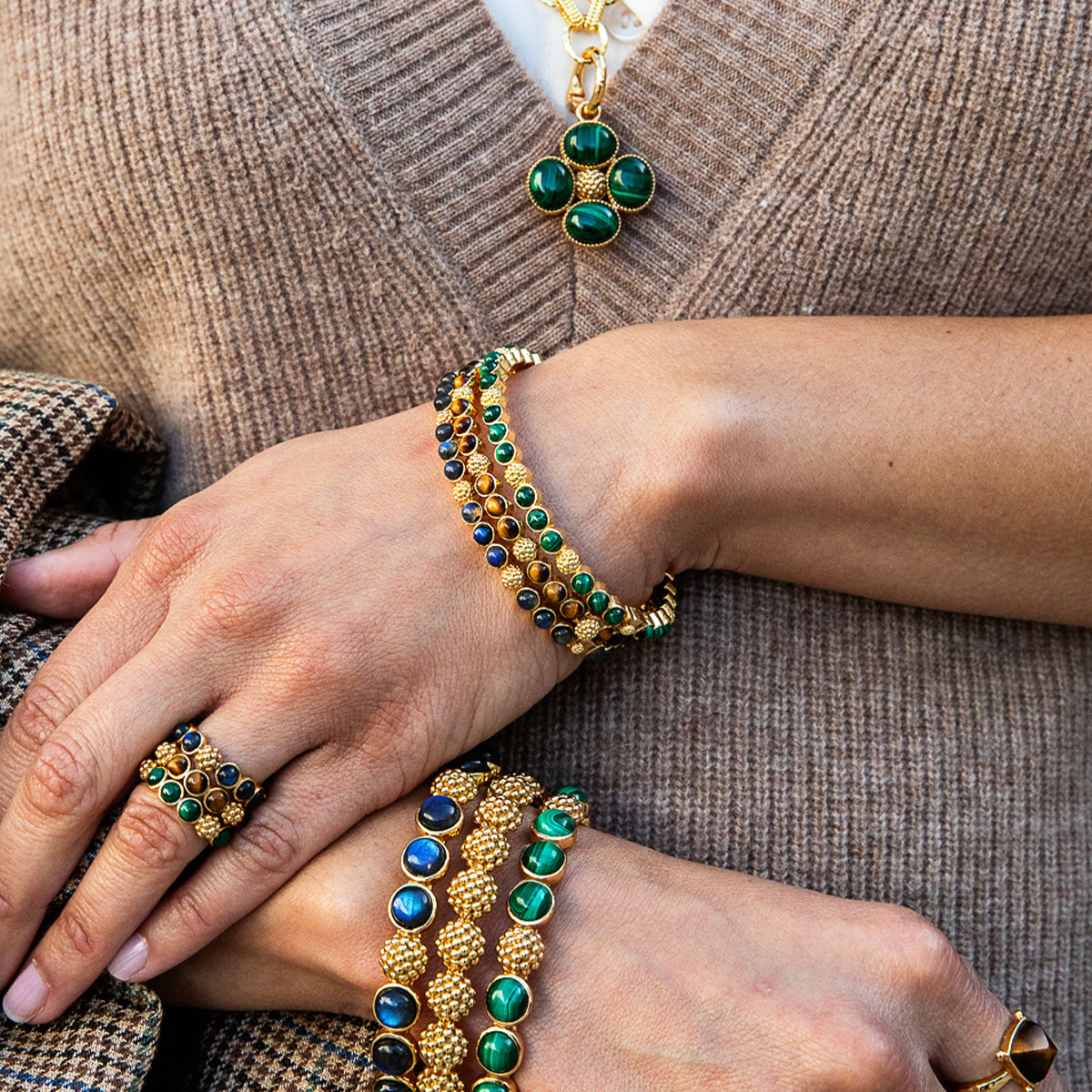 Berry Gem Petite Hinged Bangle - Tiger's Eye - Image 5