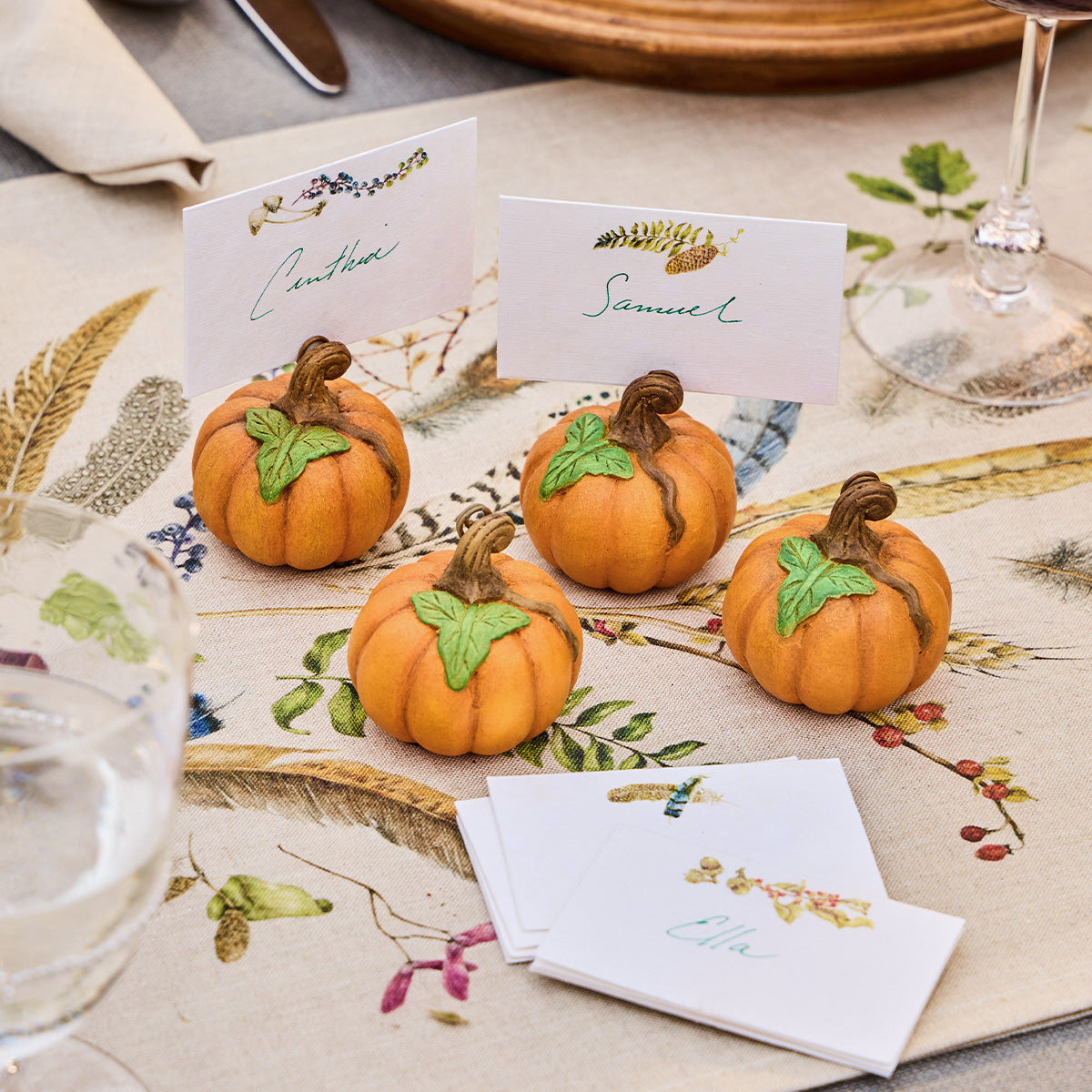 Forest Walk Pumpkin Place Card Holder. Set/4 - Multi - Image 6