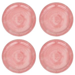 Berry & Thread Melamine Dinner Plate Set/4 - Coral