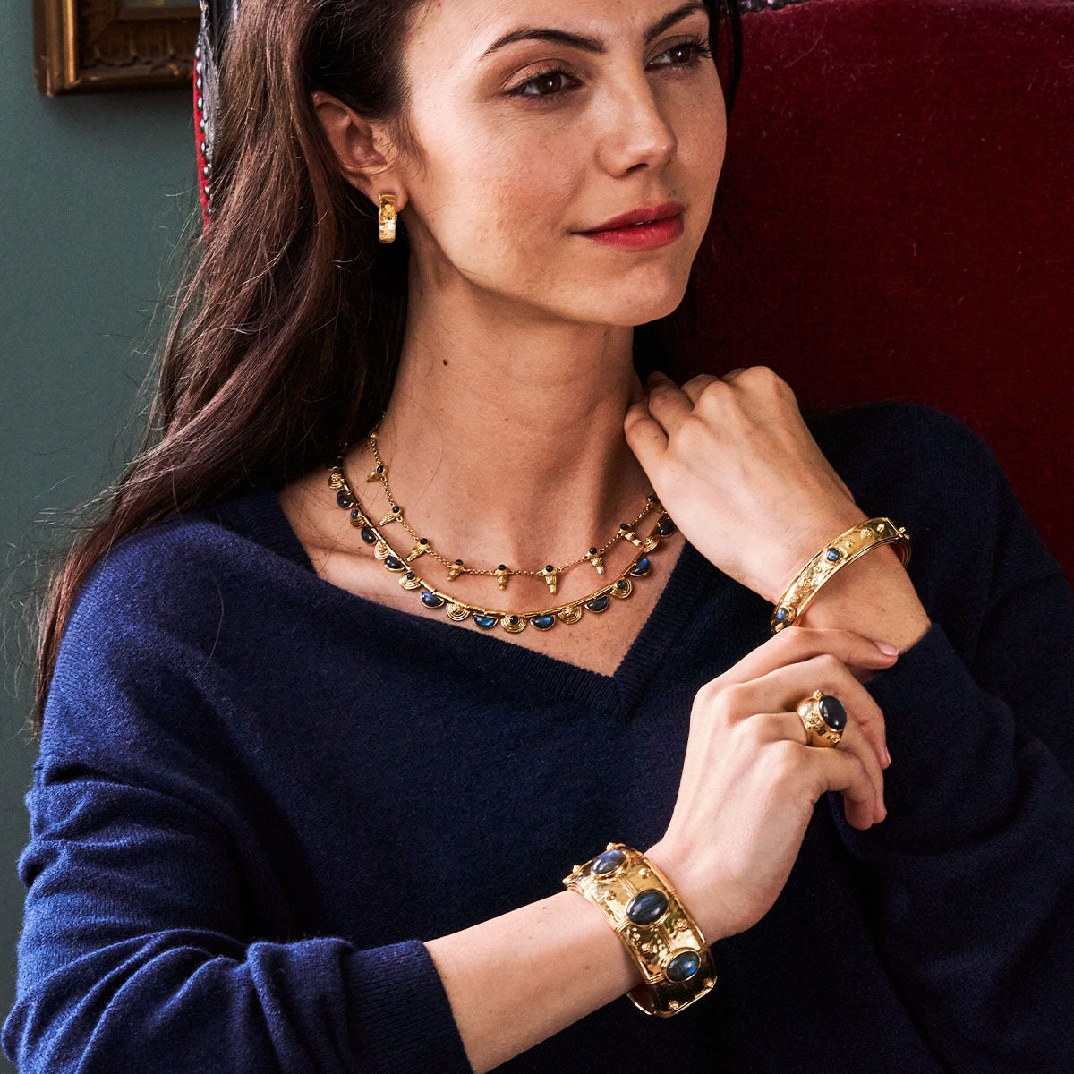 Cleopatra Riviere Necklace. 17+2 - Blue Labradorite - Image 5