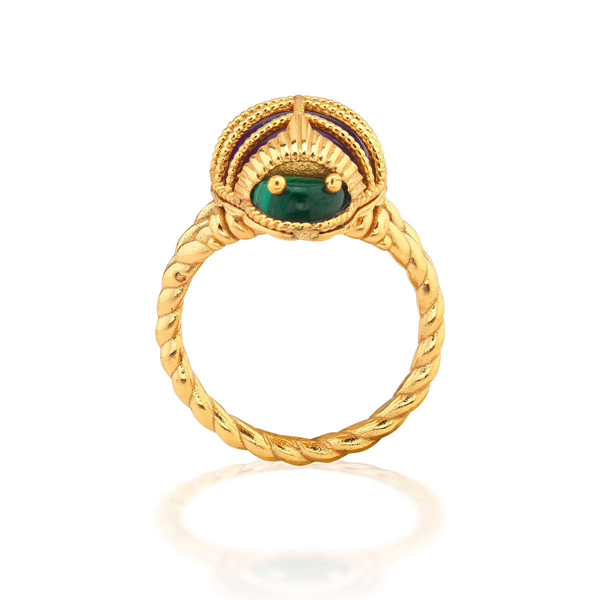 Scarab Petite Ring - Malachite/Amethyst - Image 3