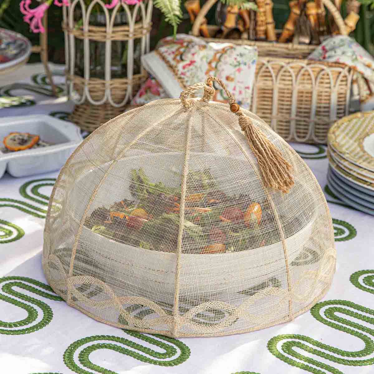 Tuileries Garden Mesh Round Food Cover Set/2pc - Natural - Image 4