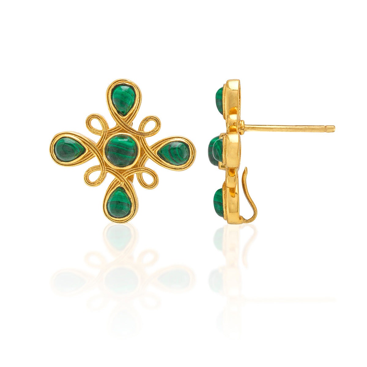 Monique Gem Convertible Double Drop Earrings - Malachite - Image 5