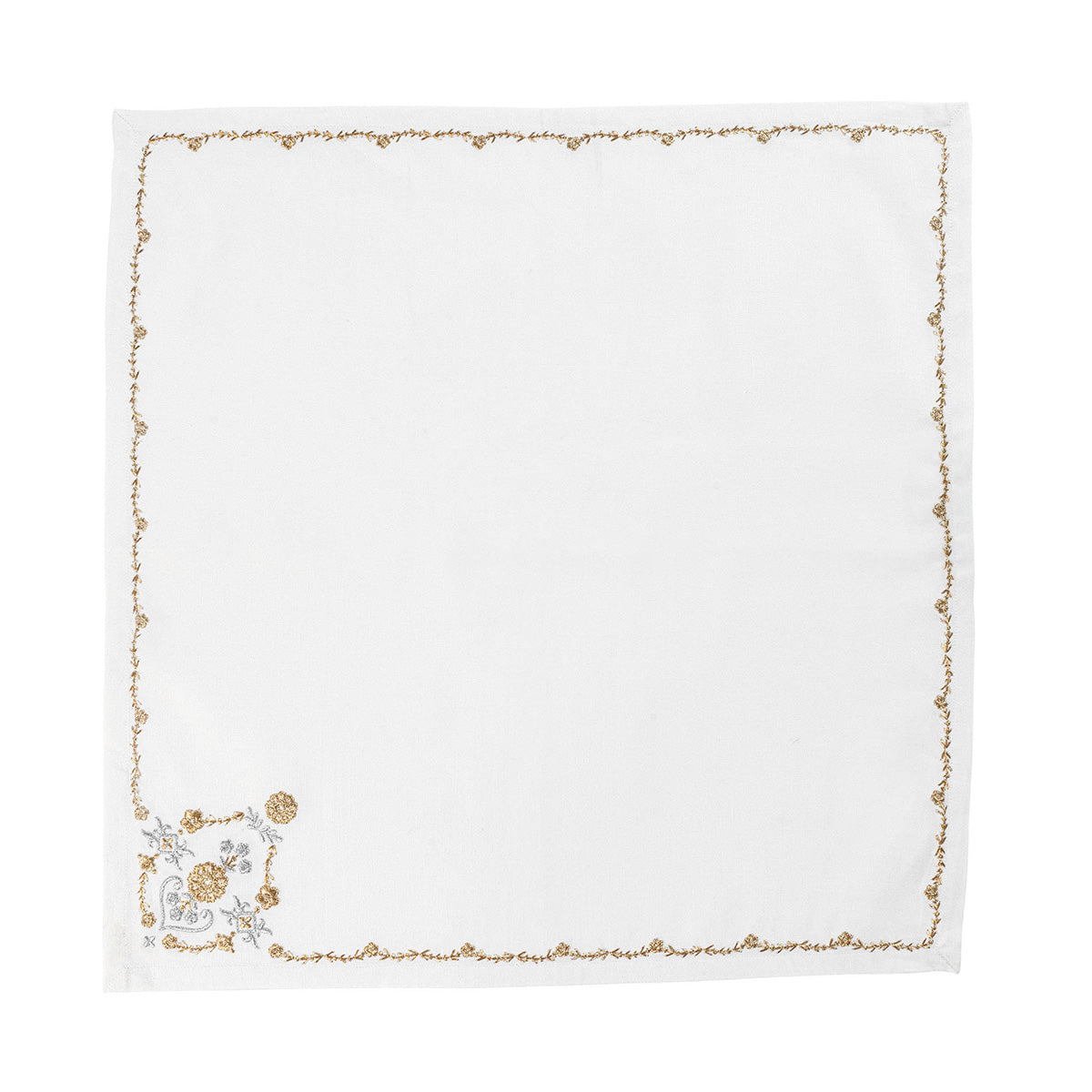 Heidi Embroidered Napkin Set/4 - Gold/Silver - Image 3