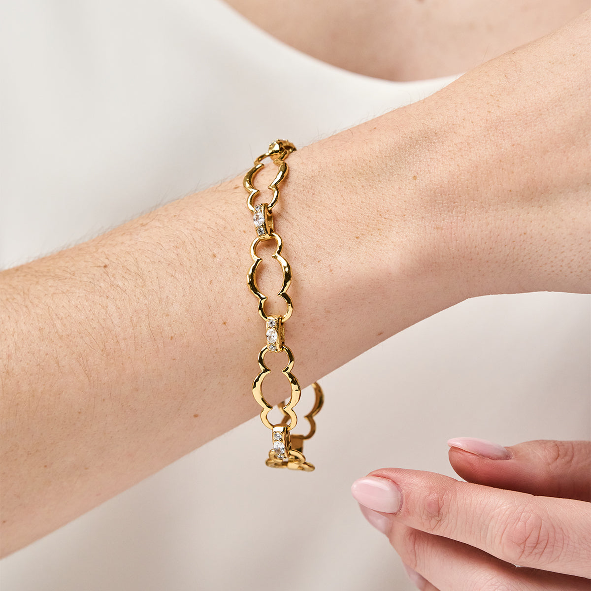 Maharani Grande Chain Bracelet. 7.5+2 - Clear Cubic Zirconia - Image 2