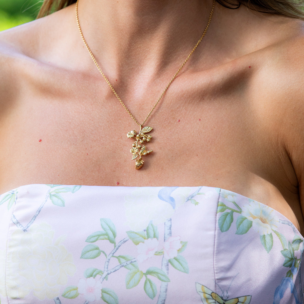 Meadow Walk Bouquet Charm Necklace. 16+2 - Gold - Image 4
