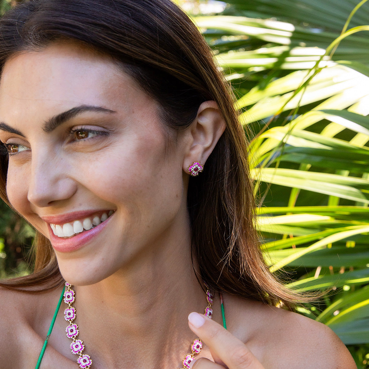 Dianthus Stud Earrings - Pink - Image 4