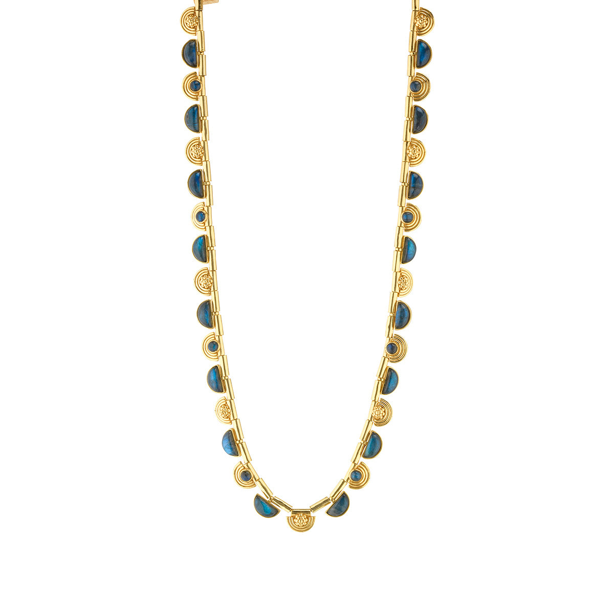 Cleopatra Riviere Necklace. 17+2 - Blue Labradorite