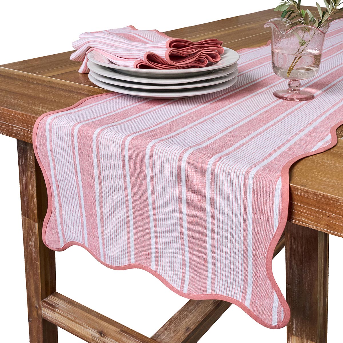 Cabana Stripe 18 x 90 Table Runner - Coral - Image 2