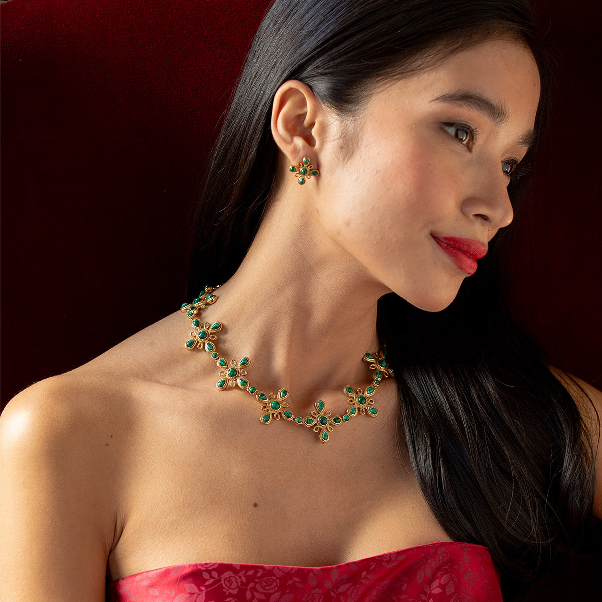 Monique Gem Convertible Necklace. 16+2 - Malachite - Image 6