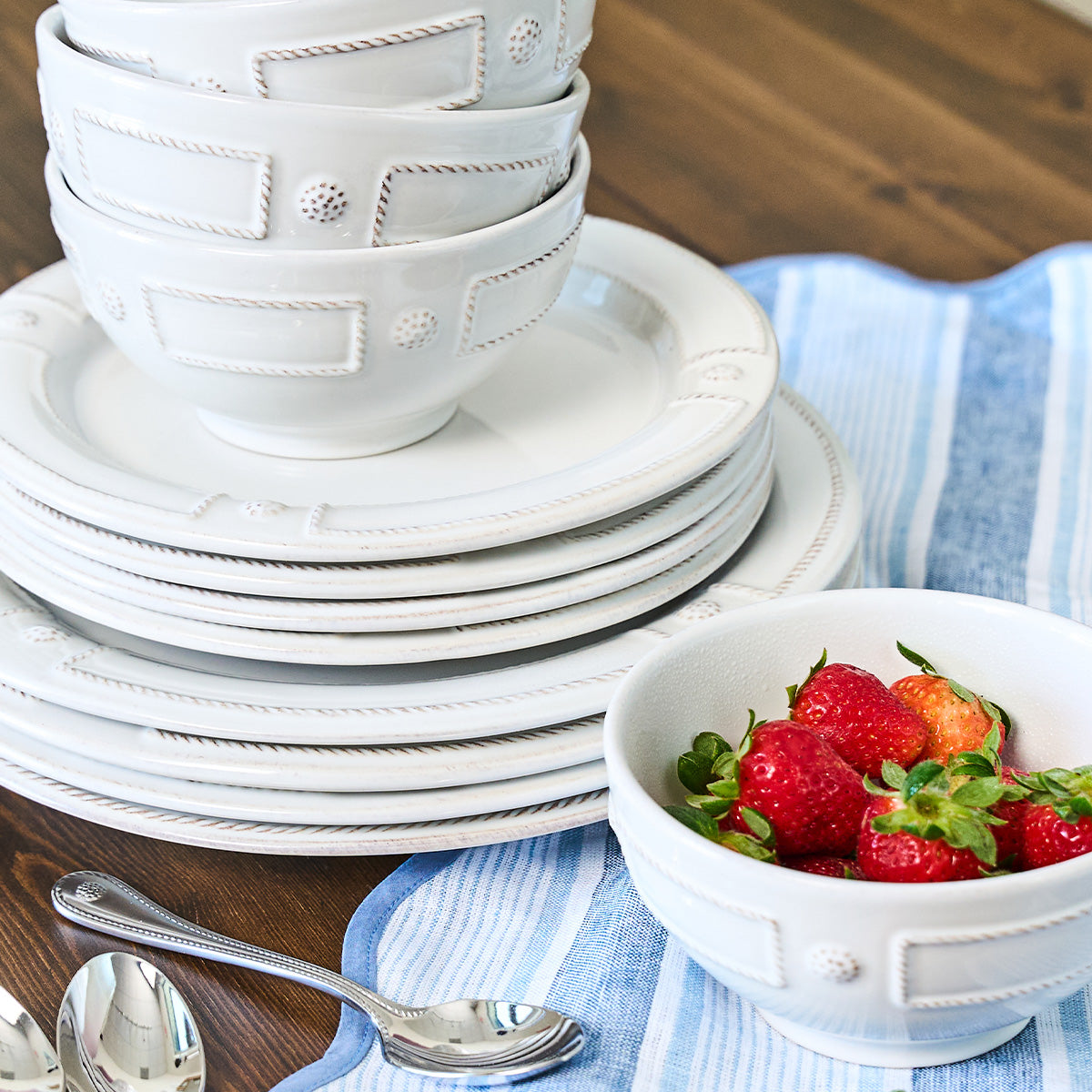 Berry & Thread French Panel 4pc Place Setting - Whitewash - Image 3
