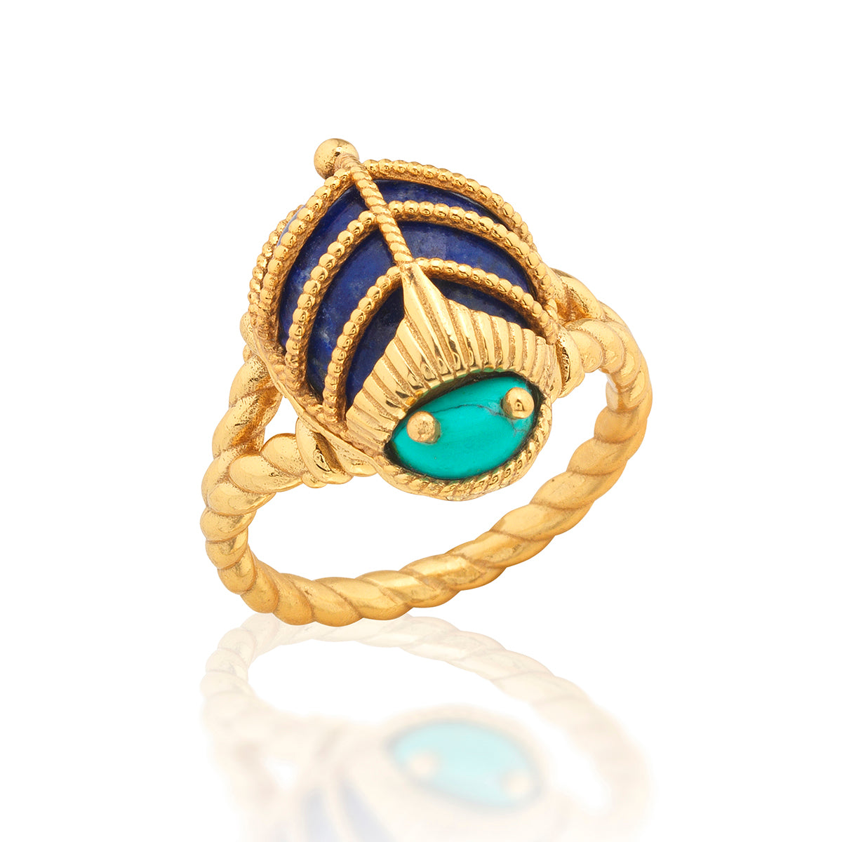 Scarab Petite Ring - Turquoise/Lapis