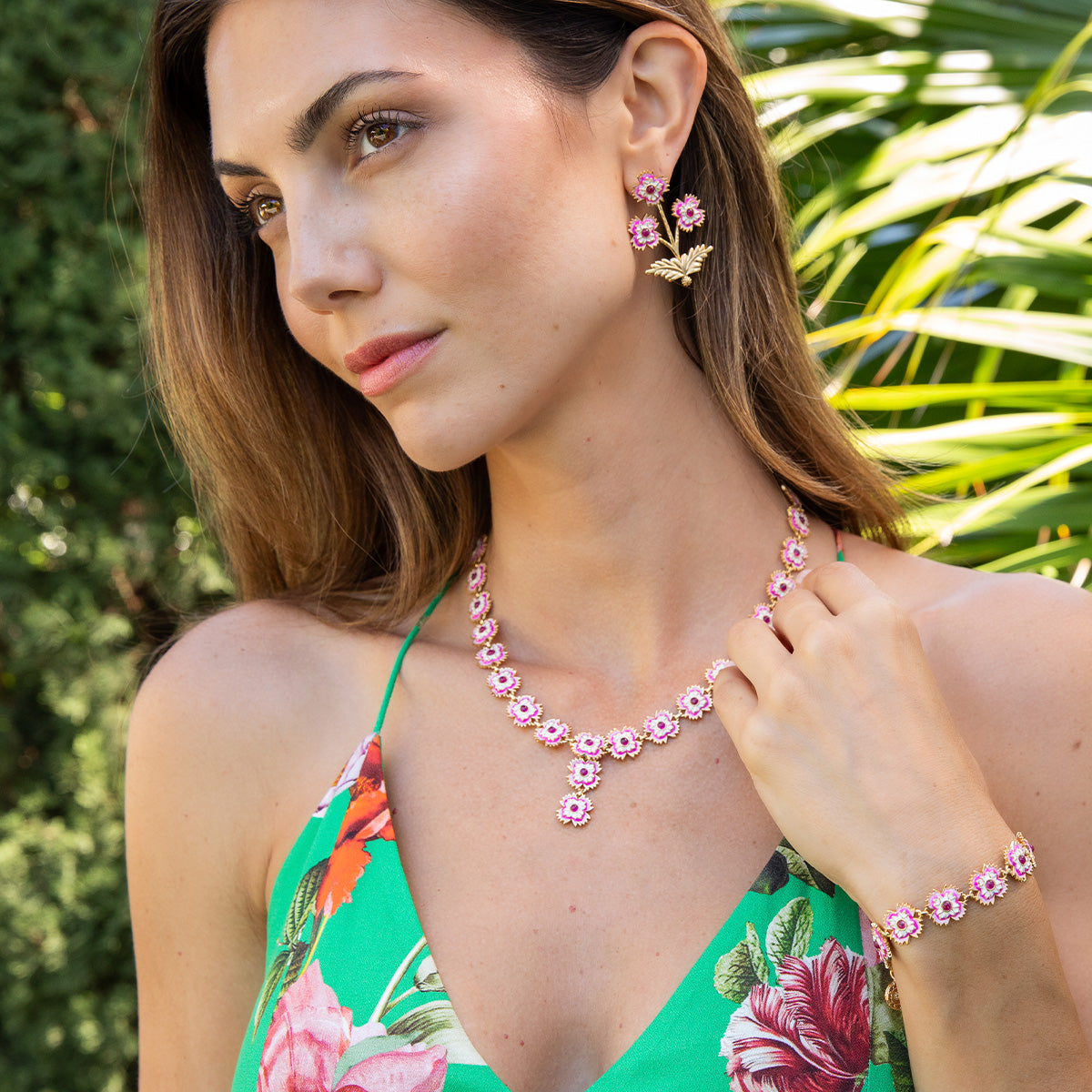 Dianthus Convertible Bouquet Post Earrings - Pink - Image 6