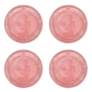 Berry & Thread Melamine Dessert/Salad Plate Set/4 - Coral